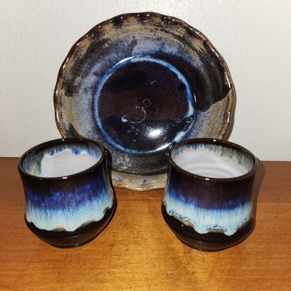 Handcrafted Ceramic Plate & Cup Set By Cathe - Picture 1 of 10